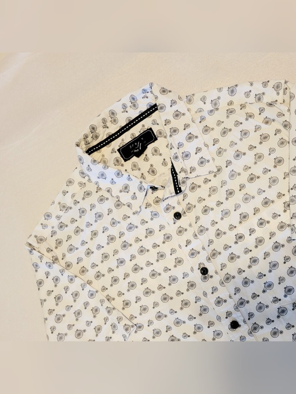 21MEN BRAND Sz L Bicycle Print Button-Down Shirt 100% Cotton